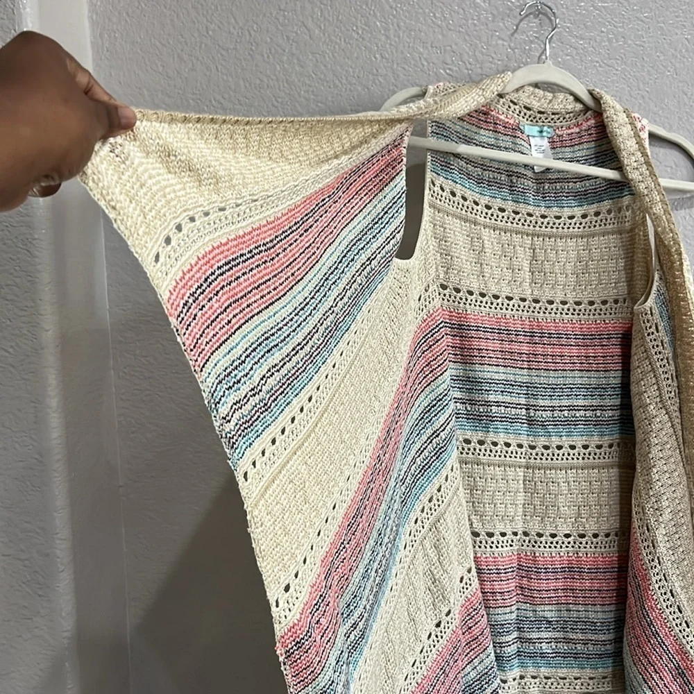 Maurices Cardigan Vest Womens L/XL MED Sweater Multicolor Striped  TC0813